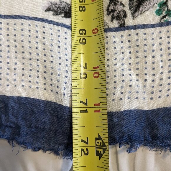 1.2.3 Paris Scarf Rectangular Blue & White Floral 6 ft Long Scarf - Picture 11 of 12